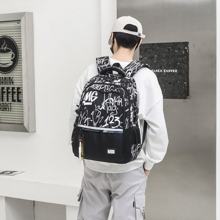 For Teens Boys Travel Laptop Backpack School Bag Casual Book Bag, Black, White Gray Letter, Graffiti, Camouflage Gray, Blue Camouflage, Letter 123