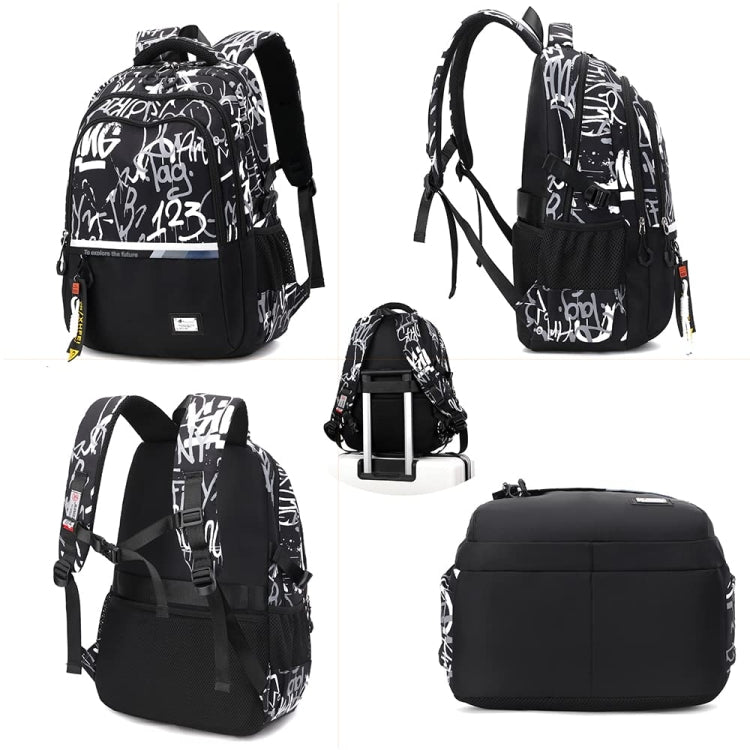 For Teens Boys Travel Laptop Backpack School Bag Casual Book Bag, Black, White Gray Letter, Graffiti, Camouflage Gray, Blue Camouflage, Letter 123