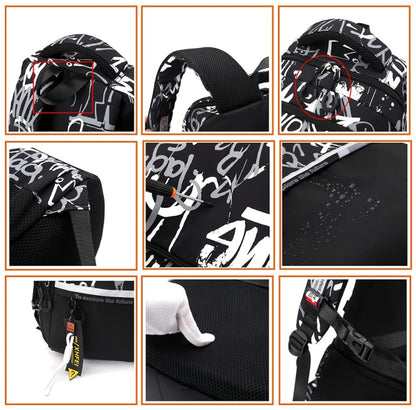 For Teens Boys Travel Laptop Backpack School Bag Casual Book Bag, Black, White Gray Letter, Graffiti, Camouflage Gray, Blue Camouflage, Letter 123