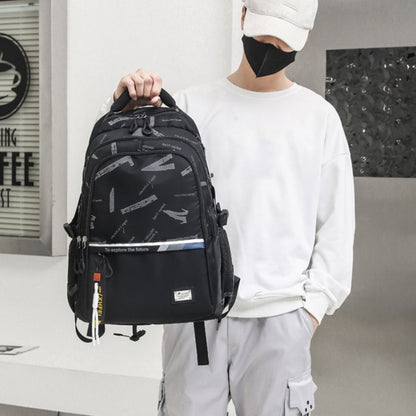 For Teens Boys Travel Laptop Backpack School Bag Casual Book Bag, Black, White Gray Letter, Graffiti, Camouflage Gray, Blue Camouflage, Letter 123