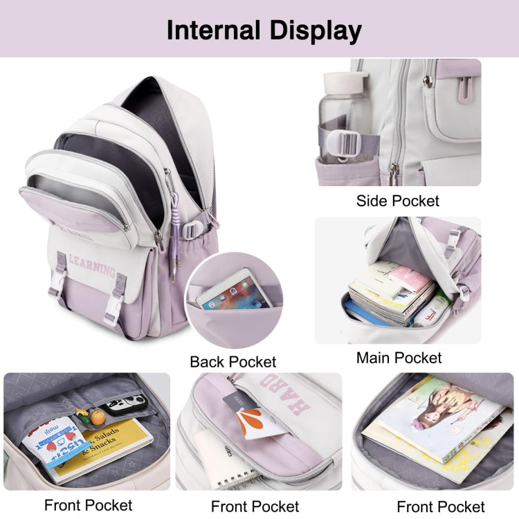 Contrast Color Casual Backpack College School Bag 15.6-inch Laptop Bag