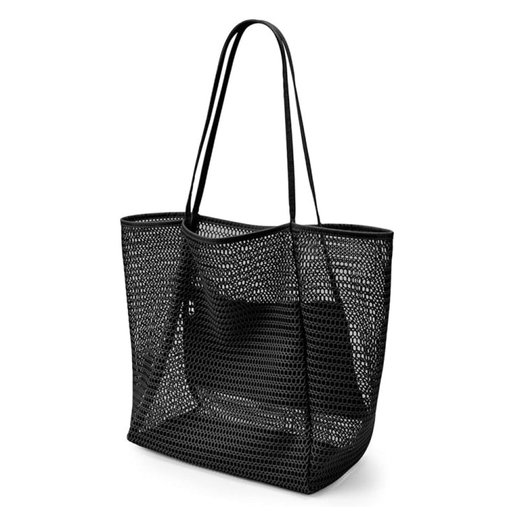 Folding Beach Bag Mesh Tote Handbag Women Shoulder Bag