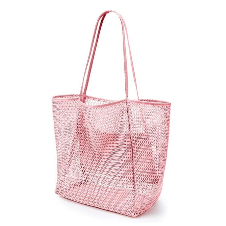 Folding Beach Bag Mesh Tote Handbag Women Shoulder Bag