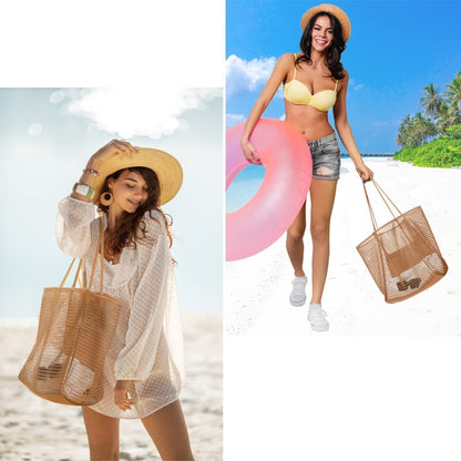 Folding Beach Bag Mesh Tote Handbag Women Shoulder Bag