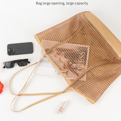 Folding Beach Bag Mesh Tote Handbag Women Shoulder Bag