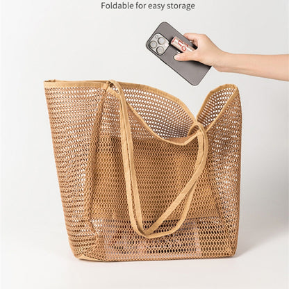 Folding Beach Bag Mesh Tote Handbag Women Shoulder Bag