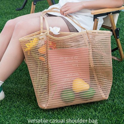 Folding Beach Bag Mesh Tote Handbag Women Shoulder Bag