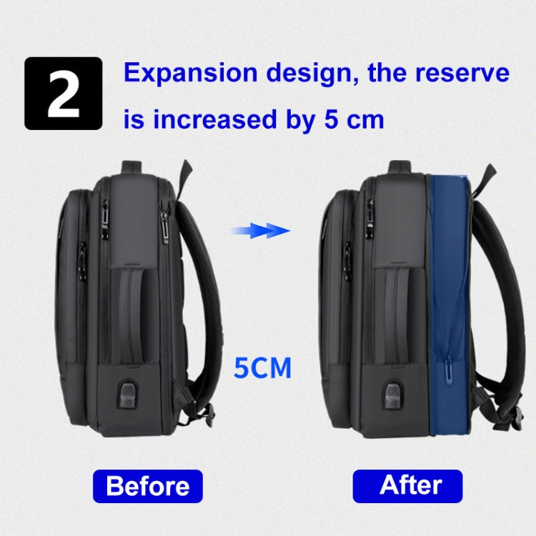 Expandable Business Waterproof Laptop Backpack With USB Port