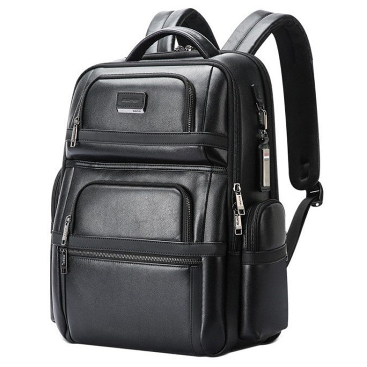 Bopai 61-17311 Large-capacity First-layer Cowhide Laptop Backpack With USB+Type-C Port, 61-17311