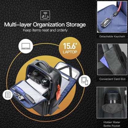 Bopai 61-17311 Large-capacity First-layer Cowhide Laptop Backpack With USB+Type-C Port, 61-17311