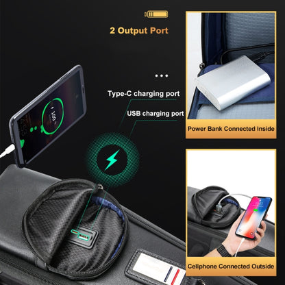 Bopai 61-17311 Large-capacity First-layer Cowhide Laptop Backpack With USB+Type-C Port, 61-17311