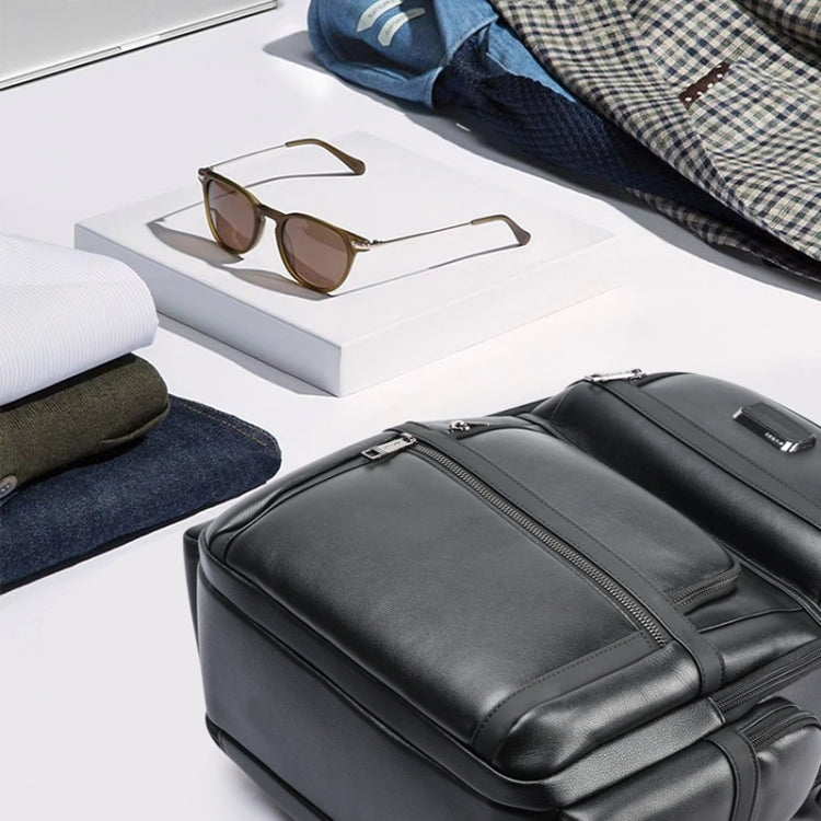 Bopai 61-17311 Large-capacity First-layer Cowhide Laptop Backpack With USB+Type-C Port, 61-17311