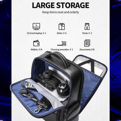 Bopai 61-98611 Large-capacity Waterproof First-layer Cowhide Laptop Backpack With USB+Type-C Port, 61-98611