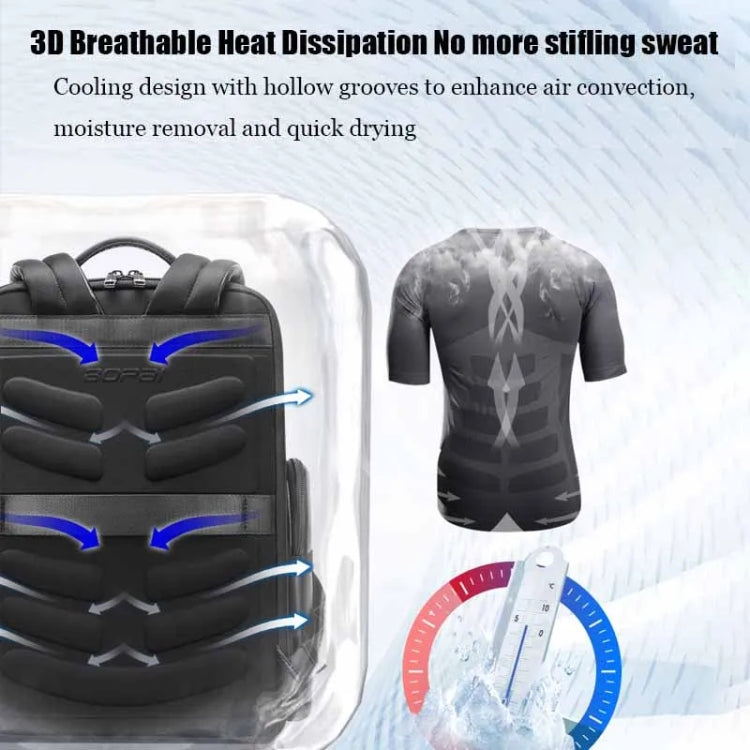 Bopai 61-98611 Large-capacity Waterproof First-layer Cowhide Laptop Backpack With USB+Type-C Port, 61-98611