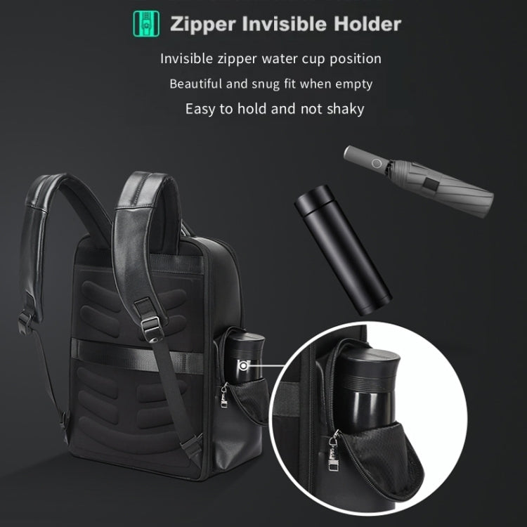 Bopai 61-98611 Large-capacity Waterproof First-layer Cowhide Laptop Backpack With USB+Type-C Port, 61-98611