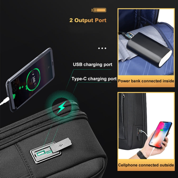 Bopai AL-61-122631B Large Capacity Cowhide Laptop Backpack With USB+Type-C Port, AL-61-122631B