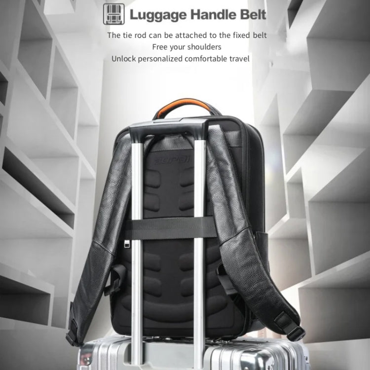 Bopai AL-61-122631B Large Capacity Cowhide Laptop Backpack With USB+Type-C Port, AL-61-122631B