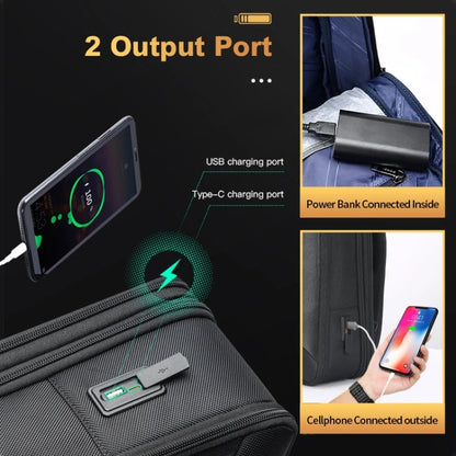 Bopai 61-19011 Large Capacity Waterproof Travel Laptop Backpack With USB+Type-C Port, 61-19011