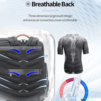 Bopai 61-19011 Large Capacity Waterproof Travel Laptop Backpack With USB+Type-C Port, 61-19011