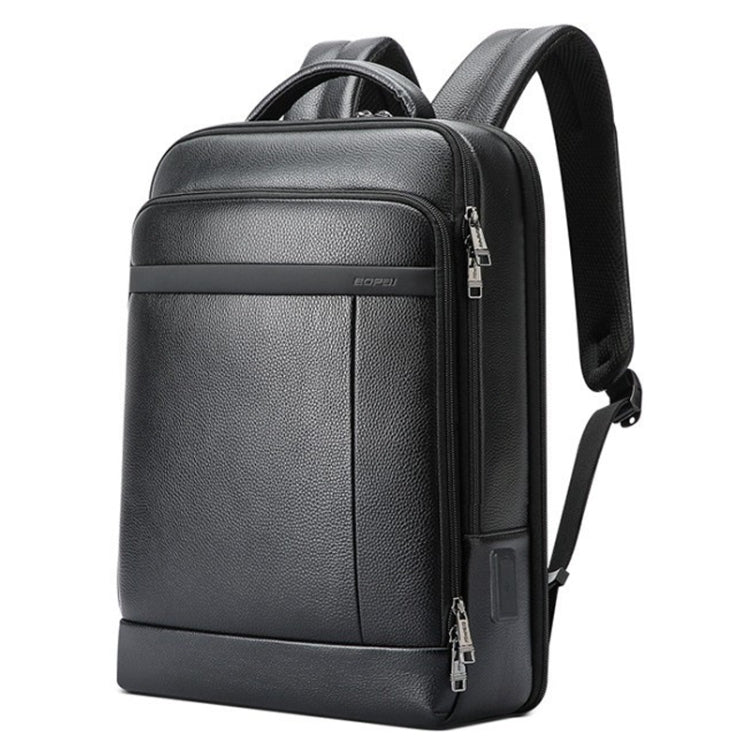 Bopai 61-120761 Large-capacity First-layer Cowhide Business Laptop Backpack With USB+Type-C Port, 61-120761