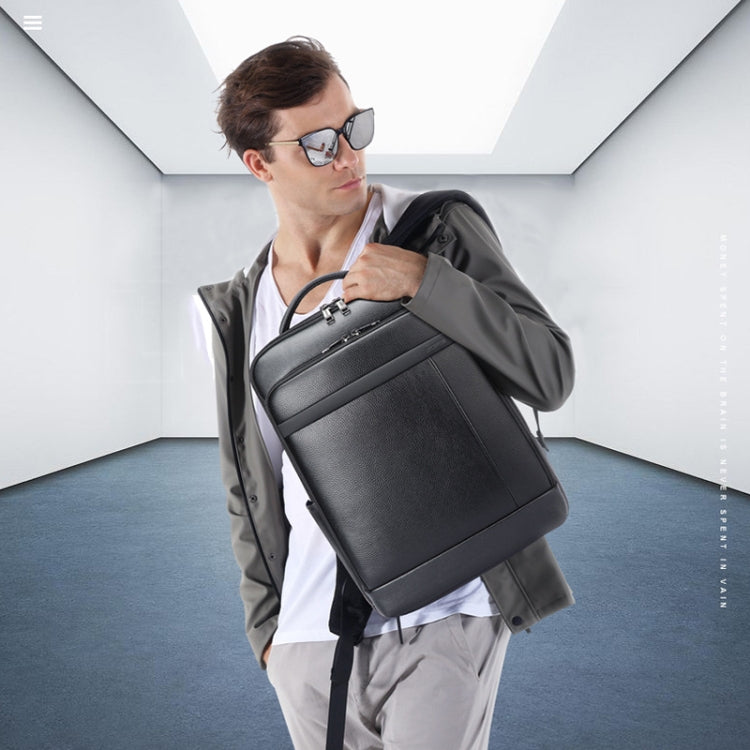 Bopai 61-120761 Large-capacity First-layer Cowhide Business Laptop Backpack With USB+Type-C Port, 61-120761