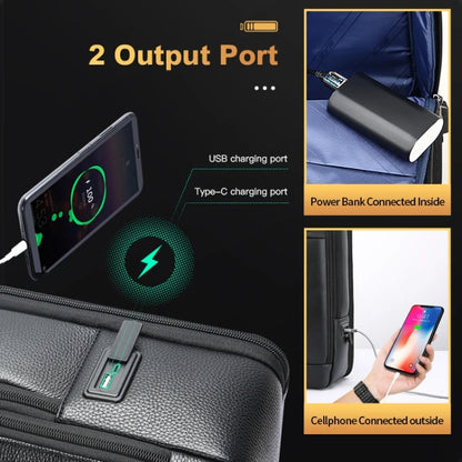 Bopai 61-120761 Large-capacity First-layer Cowhide Business Laptop Backpack With USB+Type-C Port, 61-120761