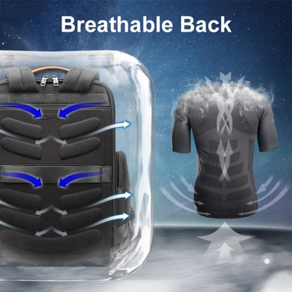 Bopai 61-120761 Large-capacity First-layer Cowhide Business Laptop Backpack With USB+Type-C Port, 61-120761