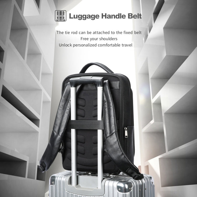 Bopai 61-120761 Large-capacity First-layer Cowhide Business Laptop Backpack With USB+Type-C Port, 61-120761