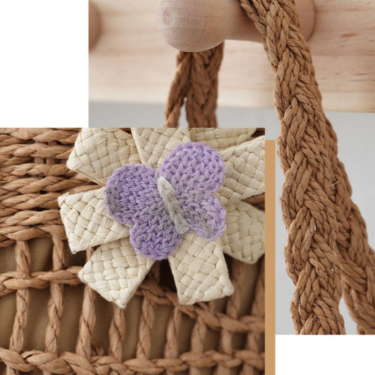 Knitting Straw Shoulder Bag Hollow Wave Large Capacity Tote Bag With Lining