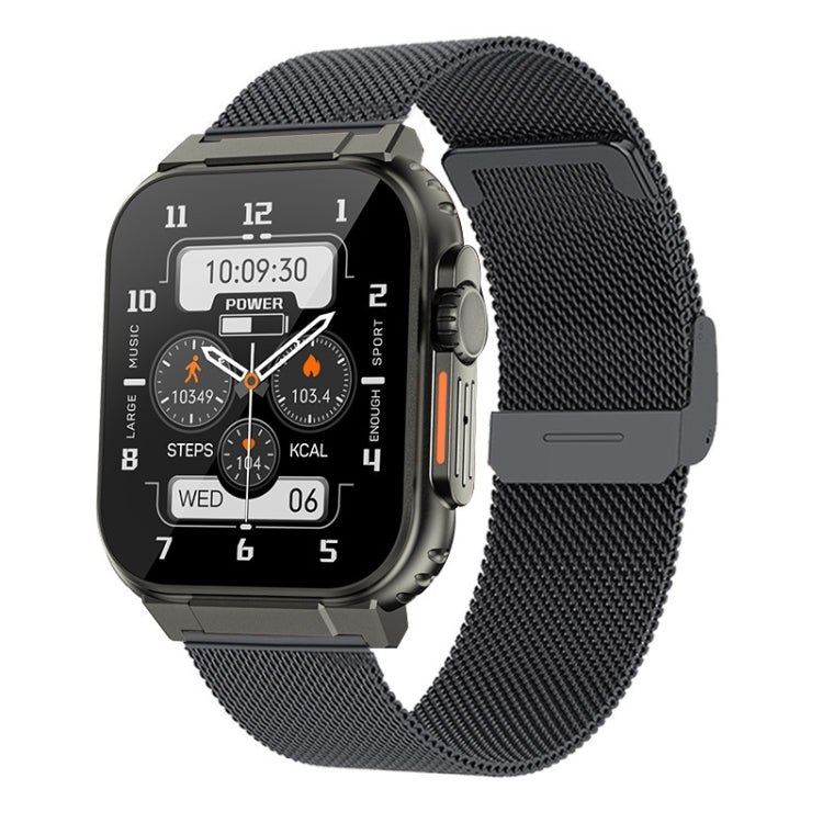 A70 1.96 Inch Health Monitoring Multifunctional IP68 Waterproof Bluetooth Call Smart Watch, Black Steel, Silver Steel