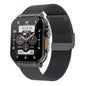 A70 1.96 Inch Health Monitoring Multifunctional IP68 Waterproof Bluetooth Call Smart Watch, Black Steel, Silver Steel