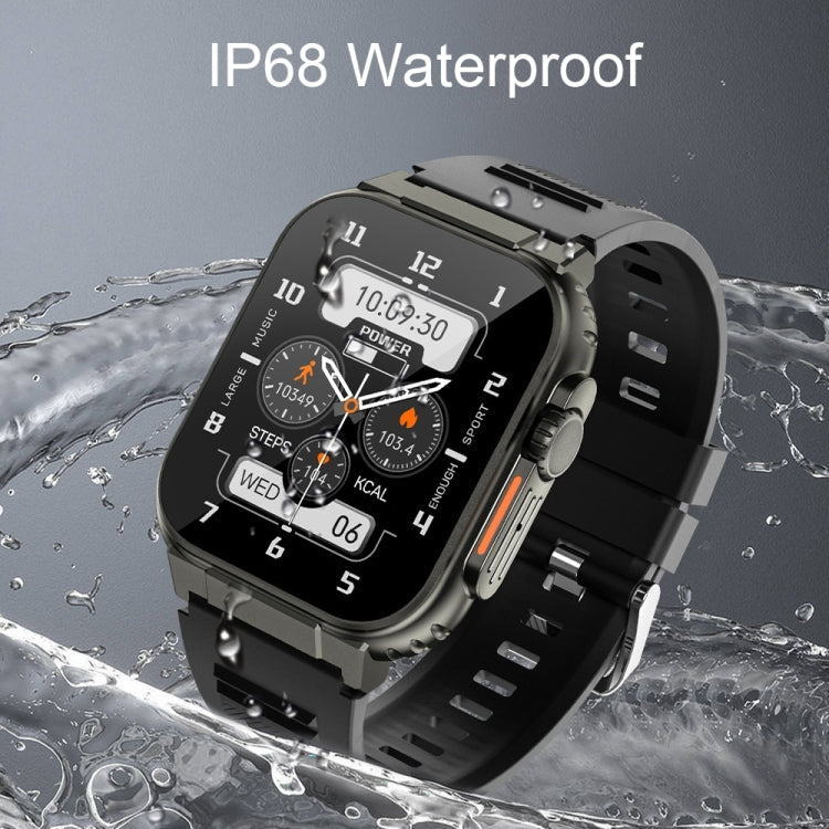 A70 1.96 Inch Health Monitoring Multifunctional IP68 Waterproof Bluetooth Call Smart Watch, Black Steel, Silver Steel