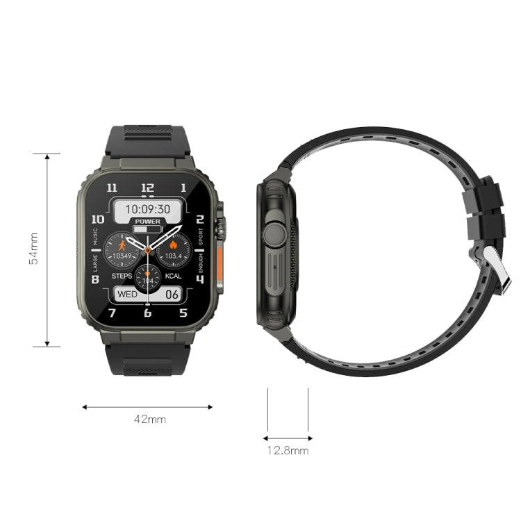 A70 1.96 Inch Health Monitoring Multifunctional IP68 Waterproof Bluetooth Call Smart Watch, Black Steel, Silver Steel