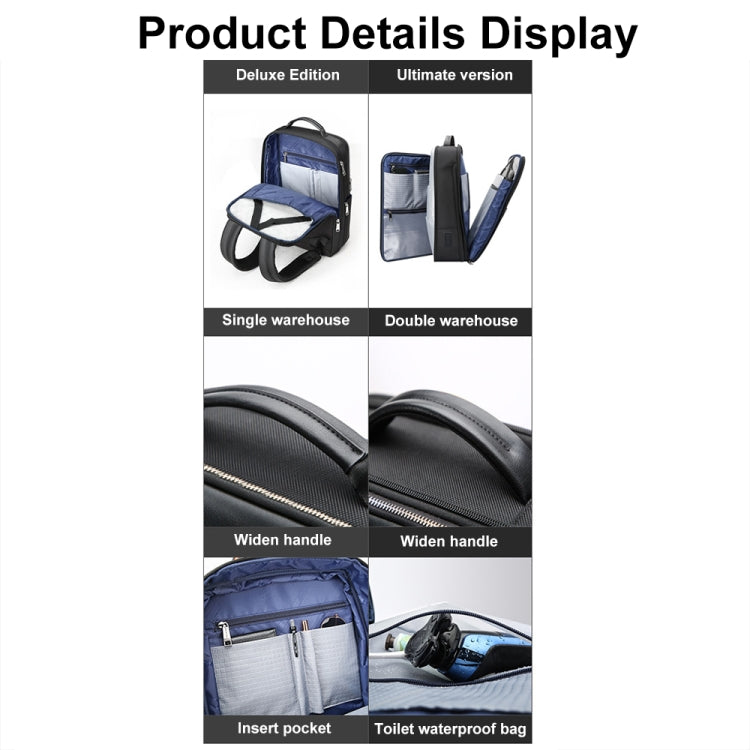 Bopai 61-18911 Large Capacity Waterproof Travel Laptop Backpack With USB+Type-C Port, Ultimate, Deluxe