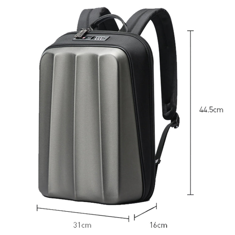 Bopai 61-122579 Large Capacity Hard Shell Password Lock Waterproof Business Laptop Backpack, (Grey)
