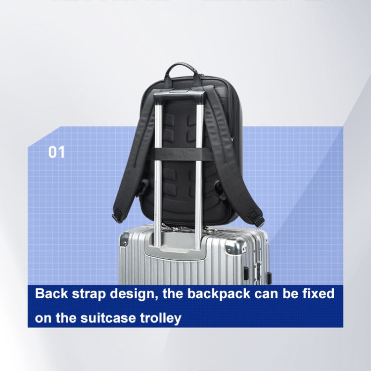 Bopai 61-122579 Large Capacity Hard Shell Password Lock Waterproof Business Laptop Backpack, (Grey)
