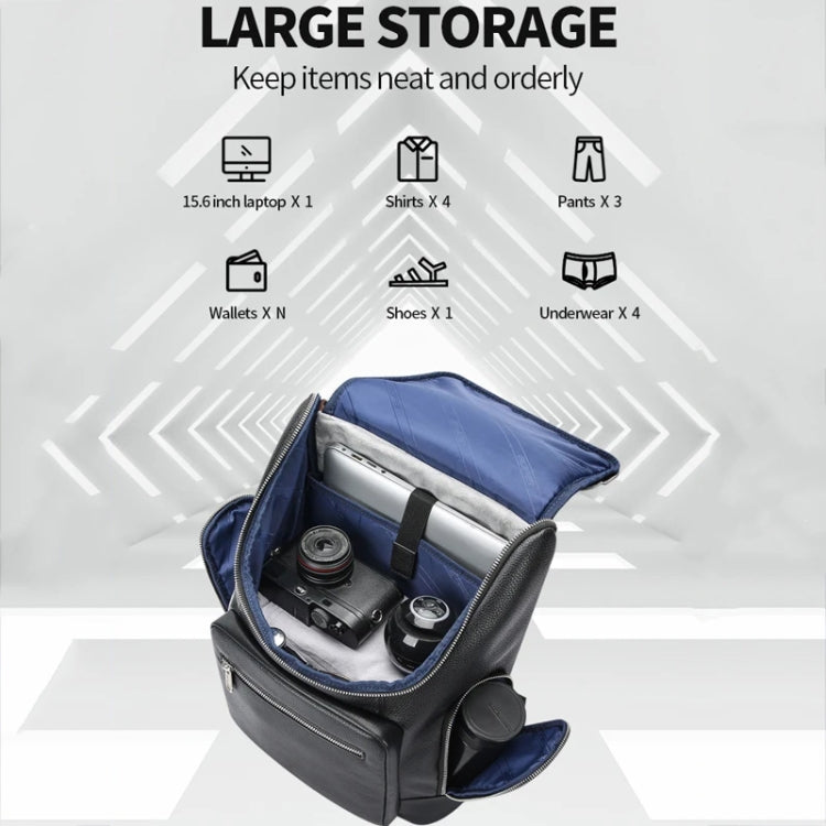 Bopai 61-122431 Large-capacity First-layer Cowhide Business Waterproof Laptop Backpack, 61-122431