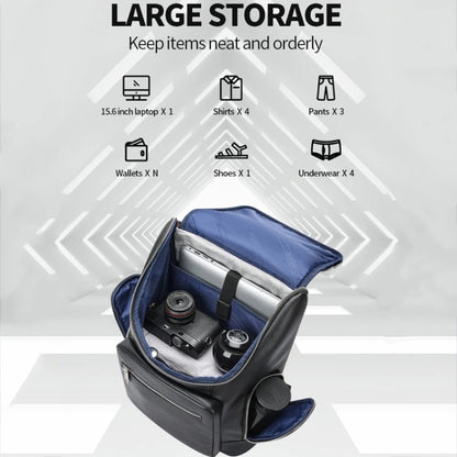 Bopai 61-122431 Large-capacity First-layer Cowhide Business Waterproof Laptop Backpack, 61-122431