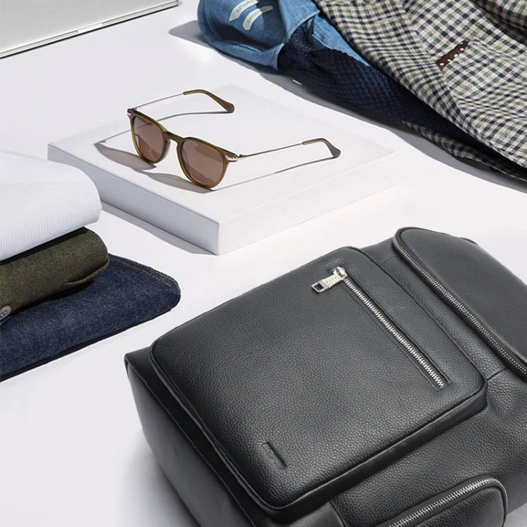 Bopai 61-122431 Large-capacity First-layer Cowhide Business Waterproof Laptop Backpack, 61-122431