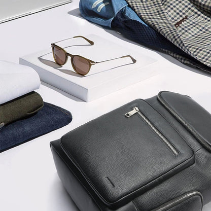 Bopai 61-122431 Large-capacity First-layer Cowhide Business Waterproof Laptop Backpack, 61-122431