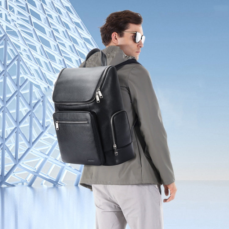 Bopai 61-122431 Large-capacity First-layer Cowhide Business Waterproof Laptop Backpack, 61-122431