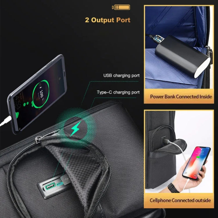 Bopai 61-125031 Large-capacity First-layer Cowhide Business Laptop Backpack With USB+Type-C Port, 61-125031