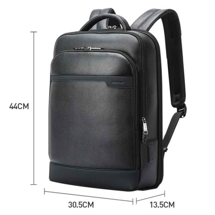 Bopai 61-122391 Large-capacity First-layer Cowhide Business Laptop Backpack With USB+Type-C Port, 61-122391