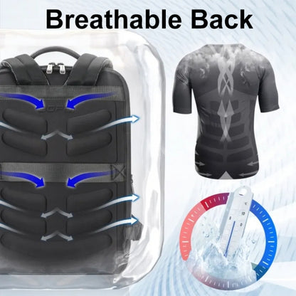 Bopai 61-122391 Large-capacity First-layer Cowhide Business Laptop Backpack With USB+Type-C Port, 61-122391