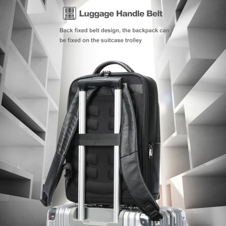 Bopai 61-122391 Large-capacity First-layer Cowhide Business Laptop Backpack With USB+Type-C Port, 61-122391