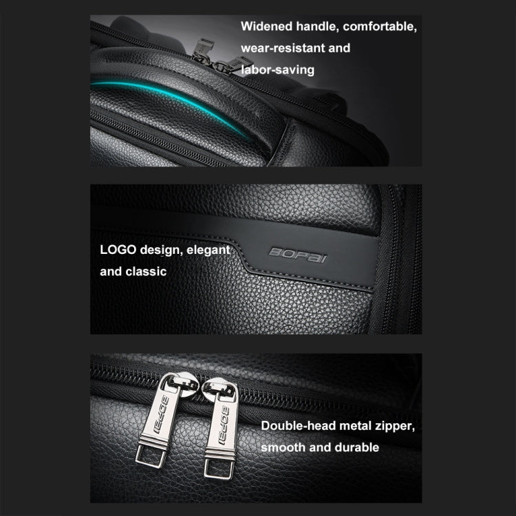 Bopai 61-122391 Large-capacity First-layer Cowhide Business Laptop Backpack With USB+Type-C Port, 61-122391