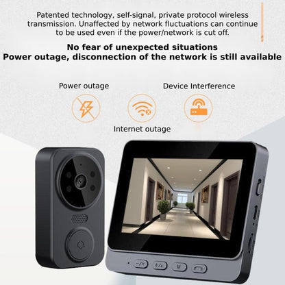 Wireless 2.4G Visual Intercom Doorbell 4.3 inch IPS Screen with Camera Monitor Night Vision, M12