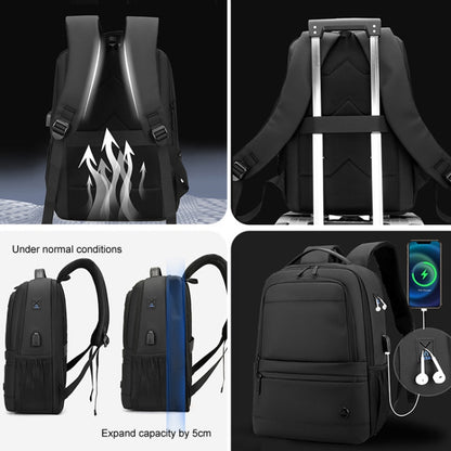 WEPOWER Men Expanded Casual Double Shoulder Bag Multifunctional USB Charging Backpack