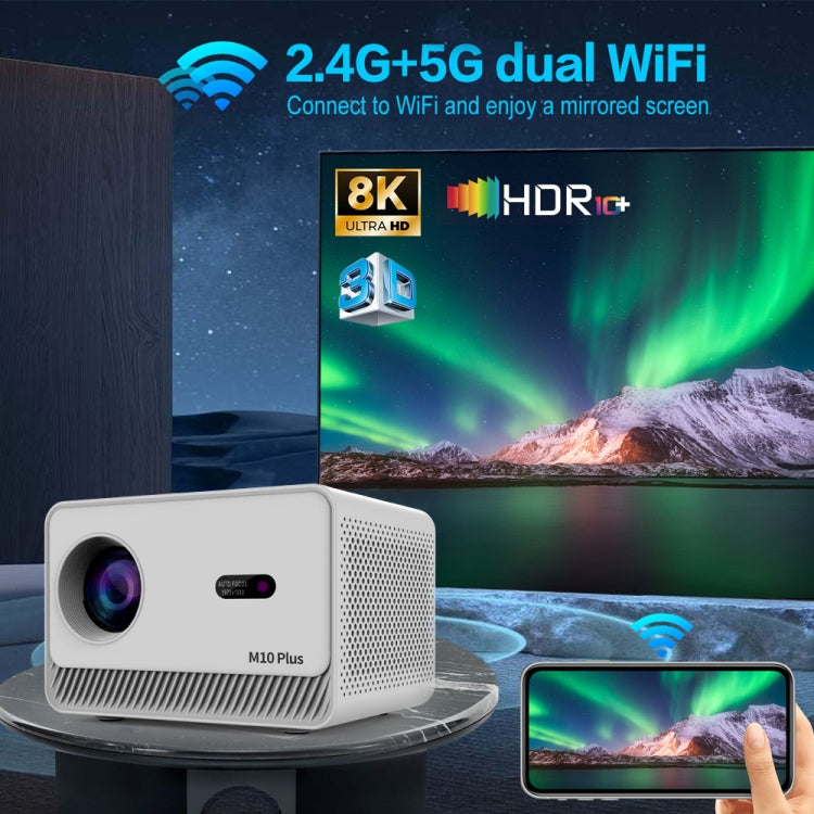 M10 Plus 1280x720P Projector 2.4G / 5G WIFI Bluetooth 5.2 Android 11 System Home Cinema, US Plug, AU Plug, UK Plug, EU Plug