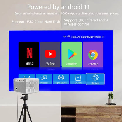 M10 Plus 1280x720P Projector 2.4G / 5G WIFI Bluetooth 5.2 Android 11 System Home Cinema, US Plug, AU Plug, UK Plug, EU Plug